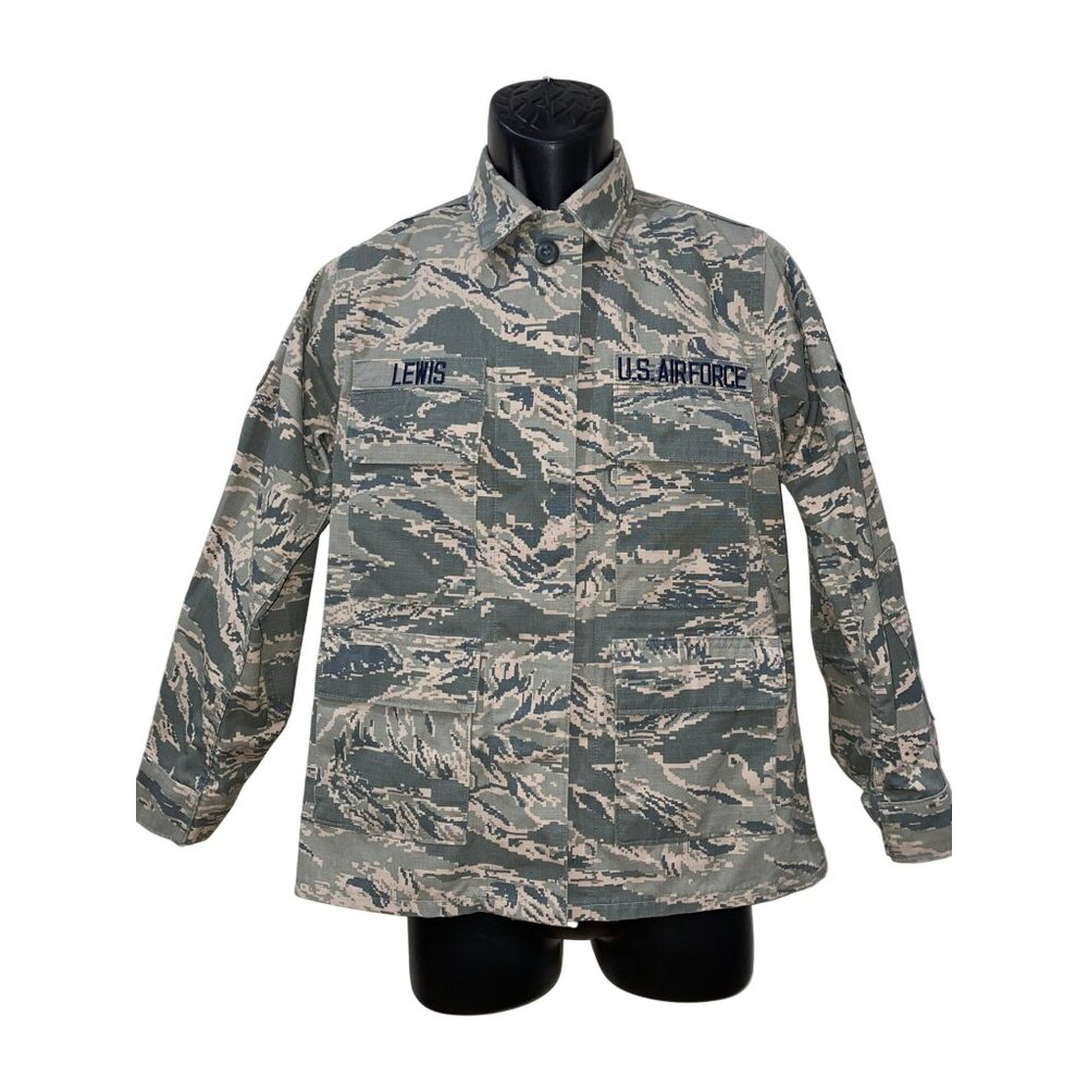 US Air Force Digital Tiger Stripe ABU Shirt With Lewis Name Patch Size S